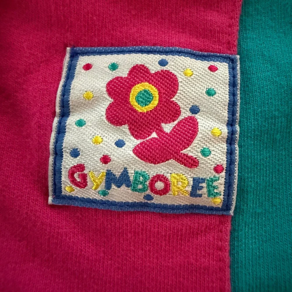 Vintage Gymboree Infant Colorblock Snap‎ Front Hoodie Pink Teal 90s 100% Cotton